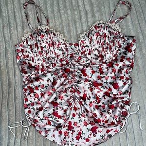 Victoria’s Secret - floral and white polyester top